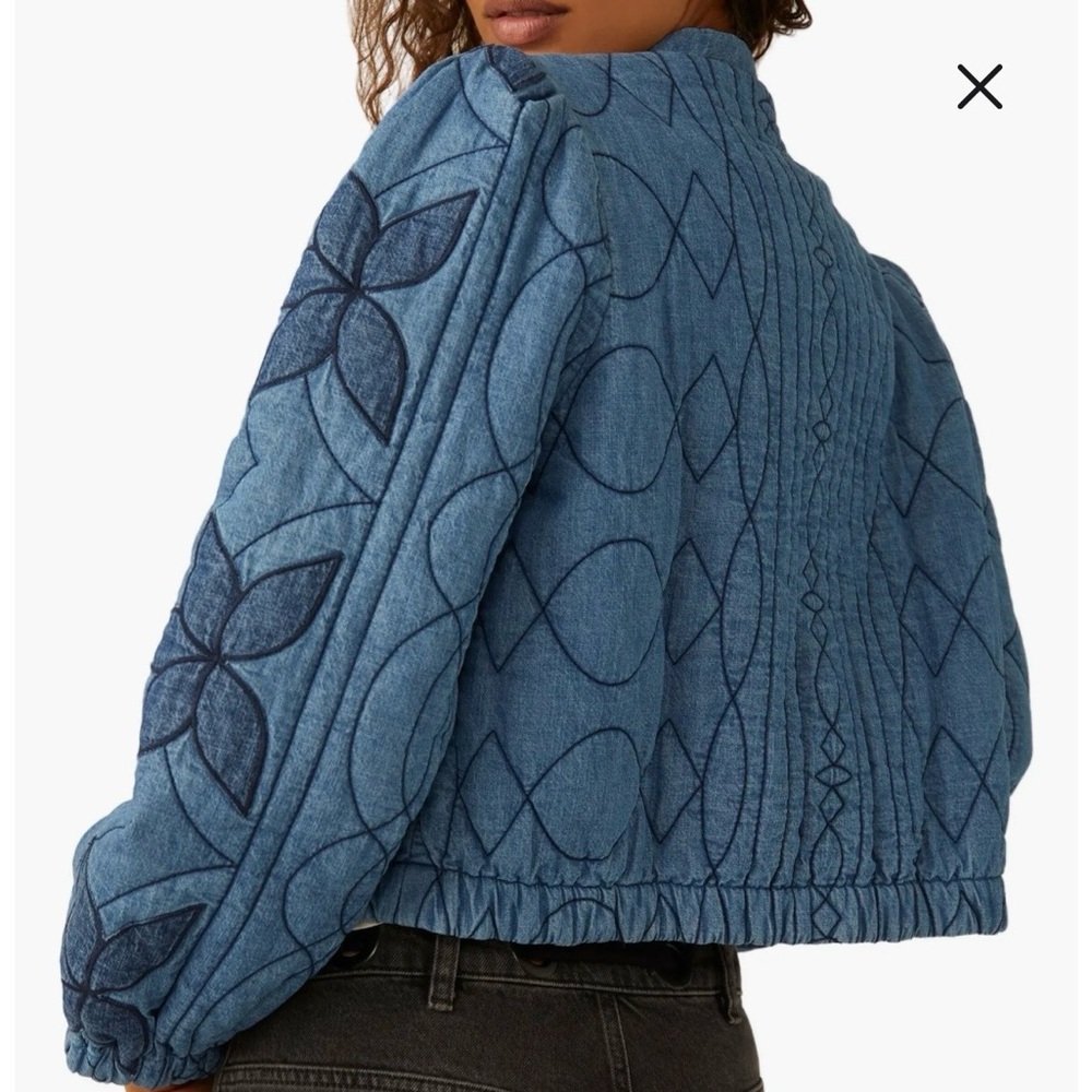 FREE PEOPLE Quinn Quilted Cotton Denim Jacket-NWT - Picture 2 of 6